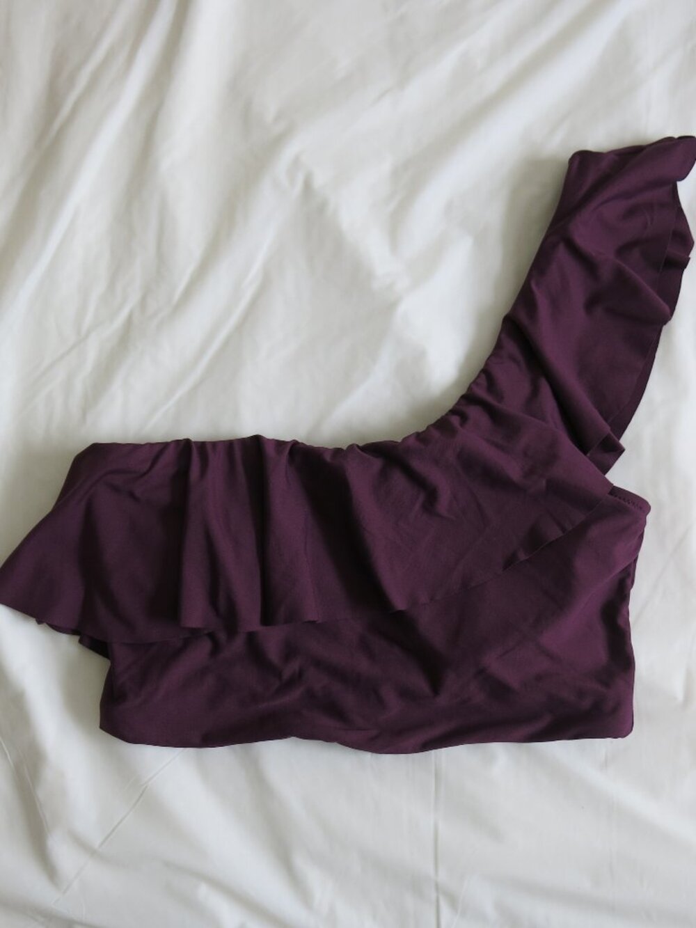 Anthropologie Allihop Ruffled One Shoulder Padded Boho Bikini Top - Size Small